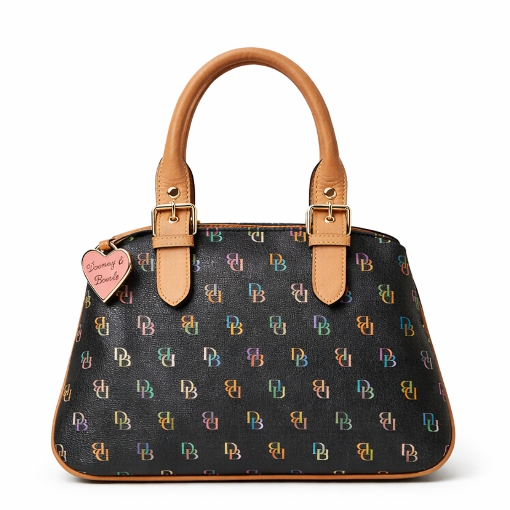 Dooney & Bourke Multicolor Monogram Satchel With Rainbow Zipper